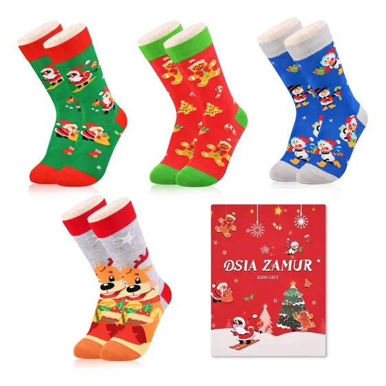 Dsia Zamur Calcetines Navideños Para Niños Y Niñas + Caja De