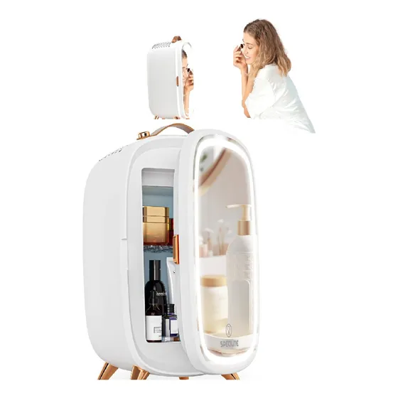 Mini Refrigerador Con Luz Led Regulable Cosméticos Viajes