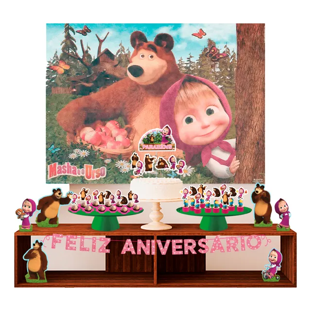 Decoração Masha E Urso Eva Kit Festa Completa Kit 39pç