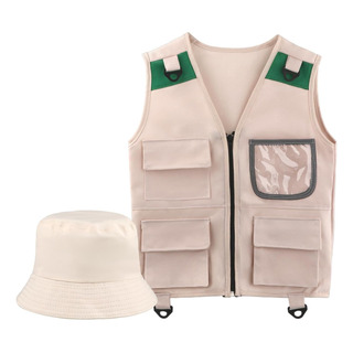 Conjunto De Colete E Chapéu De Carga Para Crianças Com Bolso Conjunto De Colete E Chapéu De Carga Para Crianças Com Bolso