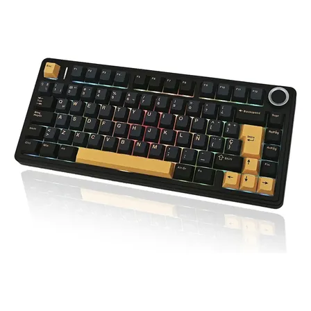 Teclado Gamer Mecánico Español Inalámbrico Aula F75 75%, Rgb, Switches Reaper Pre-lubricados,2.4ghz/usb-c/bt, Ergonómico, Compatible Con Pc/mac/ps/xbox/switch, Wooting One Azul Oscuro Español España