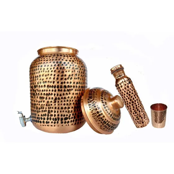Ingenious Cobre Puro Martillado Articulacion Meno Agua Olla