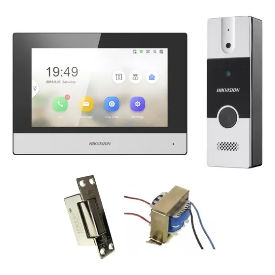 Kit Portero Visor Hikvision Lcd Color Hd Hibrido + Cerradura