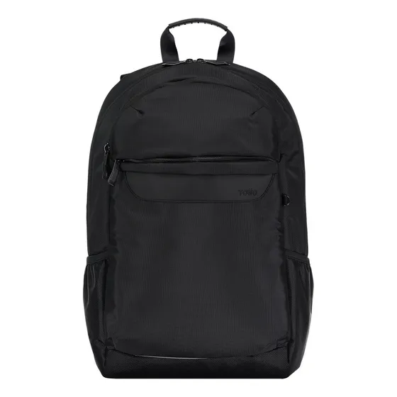 Mochila Porta Notebook Y Porta Tablet Berton Color Negro Diseño De La Tela Liso