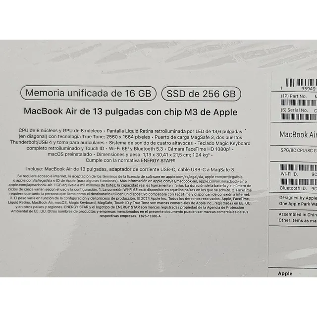 Nuevo En Caja Macbook Air13 -m3 - 16gb Ram - Disco Ssd 256gb