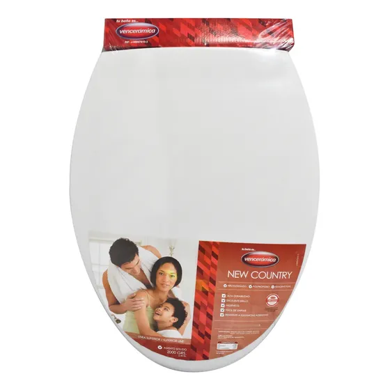 Asiento Poceta Tapa Poceta Venceramica New Country Elongada