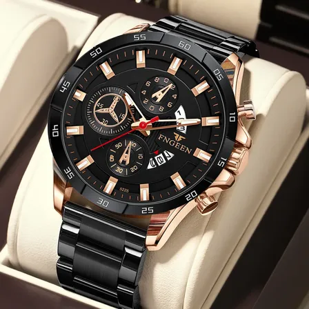 Relógio Masculino Esportivo A Prova D'água Calendário Quartz Preto