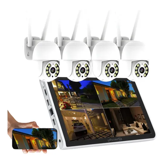 Kit Camera De Segurança Wi-fi Sem Fio Nvr + 4 Câmeras Hd