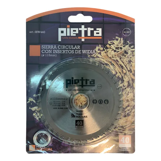 Disco Sierra Punta Widia 115mm 40 Dientes Pietra Isw440 Color Plateado