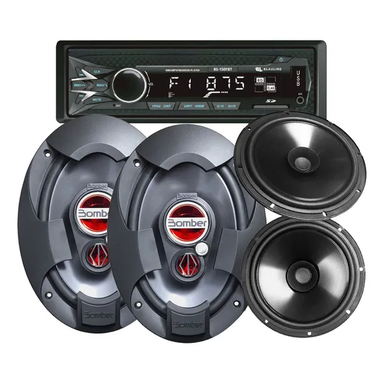 Stereo Bluetooth Parlantes Bomber 6 + 6x9 Pulgadas Cono Dual