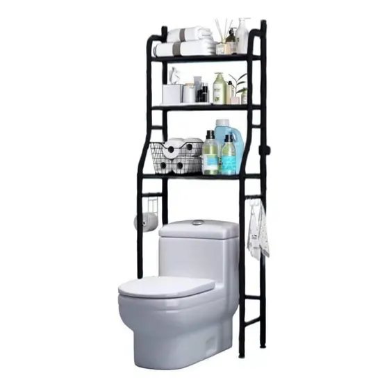 Estantes Armario Mueble Organizador Baño Inodoro Metal Acero IMBACK Color Negro