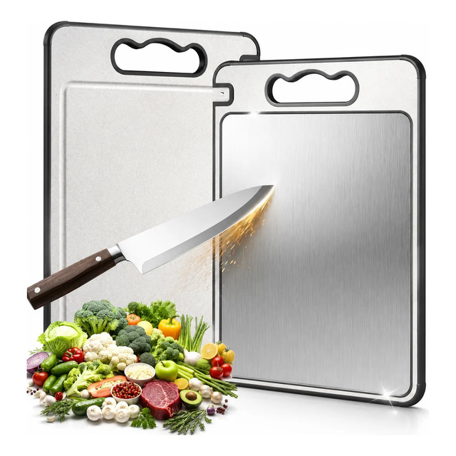 Tabua De Corte Saudável Para Cortar Dupla Face Pp Aço Inox