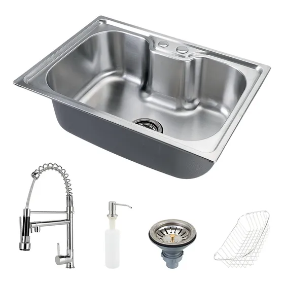 Cuba para Cozinha Gourmet Pia Aço Inox com Acessórios Nawa 50 cm e Torneira Gourmet Munim Pingoo.casa