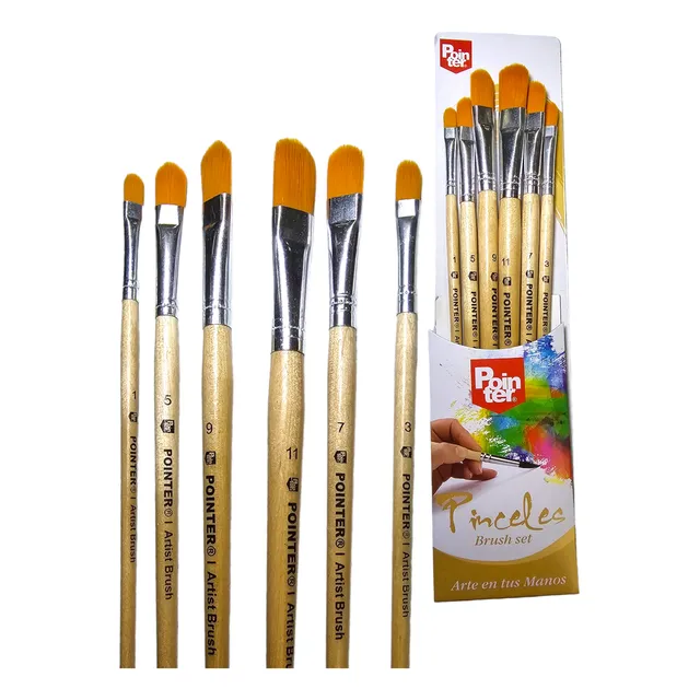 Set De 6 Pinceles Lengua De Gato