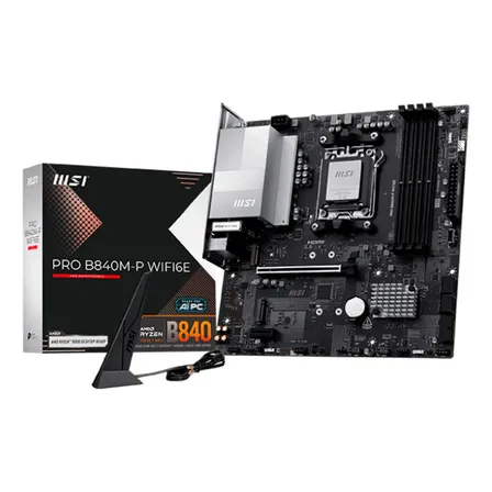 Placa-mãe Msi Pro B840m-p WiFi6e Am5 4x Ddr5 2x M.2 Pcie 4.0 USB-c WiFi 6e Bt 5.3 Micro Atx