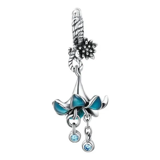 Charm Dije Flor Azul Plata Fina 925 / Todojoyas