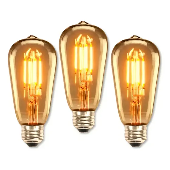 Kit 3 Lâmpada Filamento Led Homefy Decorativa Retrô Vintage Âmbar Branco-quente ST64