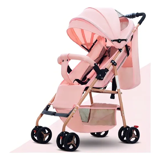 Coche Para Bebe Con Capota Expandible Fino Reversible 701-3 Color Rosa Chasis Ocre