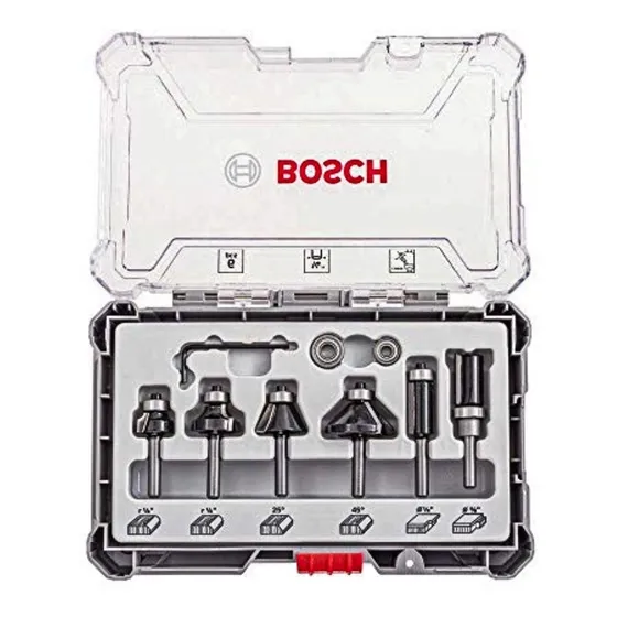 Juego 6 Fresas Madera Router Rebajador Terminacion Bosch 1/4