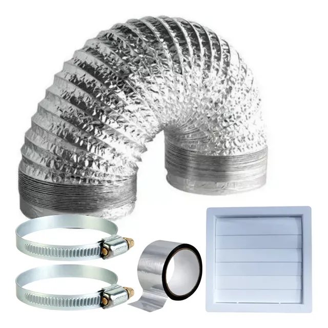 Kit Duto Flexível Ventilação Ar 150mm - 6 Pol  5 Metros