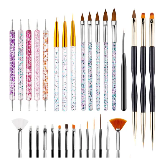 31pcs Kit De Pinceles Para Uñas Acrilico Manicura Decoración
