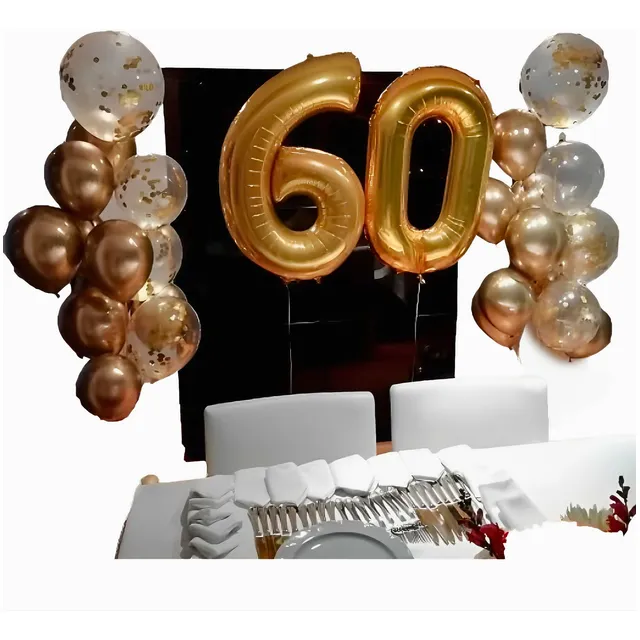 Decoración Globos Arreglo Dorado Mujer Hombre Cumpleaños