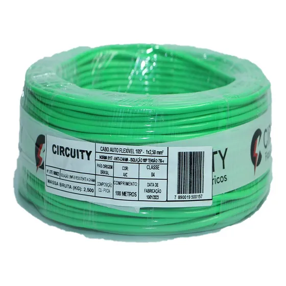 100m Fio 2,5mm Flexivel Aprovado / Fio 2 5mm 100mts Cor Da Cobertura Verde