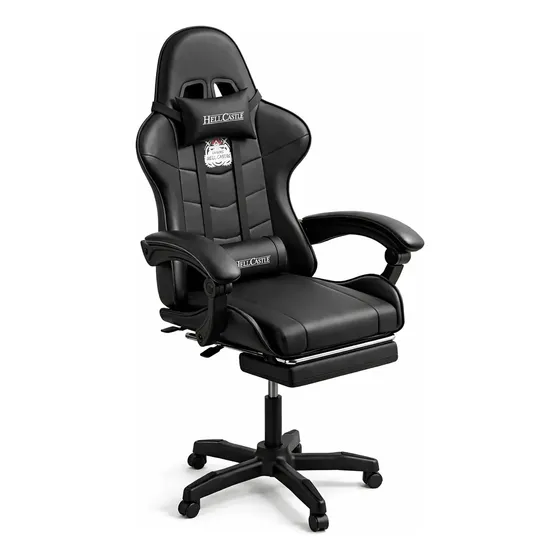 Silla Gamer Hell Castle Reclinable con Cojin Lumbar Color Negro V706
