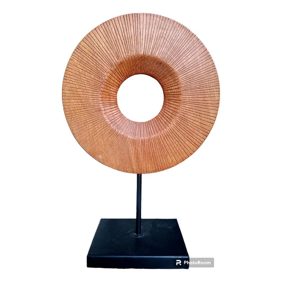 Base Decorativo Circular De Madera Y Base Metálica Usada