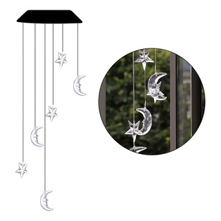 Campana De Viento Con Luz Led Diseño De Luna Estrellas 75cm Campana De Viento Con Luz Led Diseño De Luna Estrellas 75cm