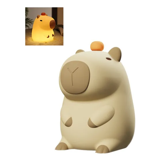 Lâmpada Noturna De Silicone Capivara Com Controle De Toque