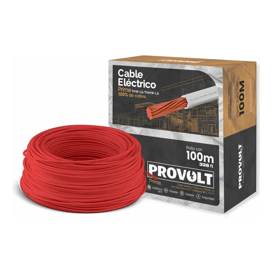 Cable Eléctrico Thw-ls/thhw-ls Calibre 8 Prime 100m Cubierta Rojo