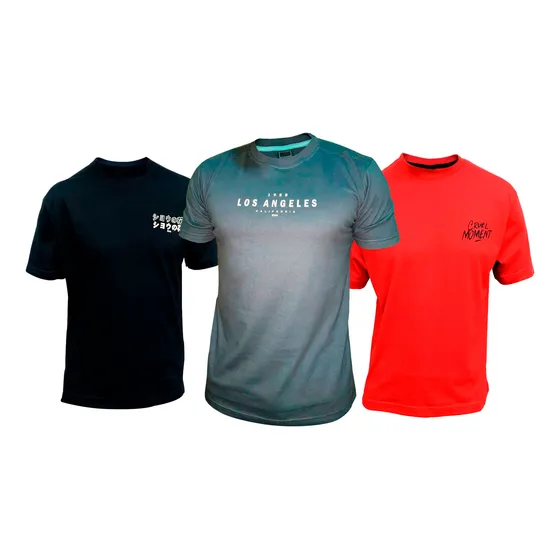 Pack X 3 Remeras Estampadas Variadas Hombre Algodón Hombre
