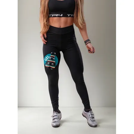 Calça De Ciclismo Feminina Forro Gel Preta Mtb Conforto Top