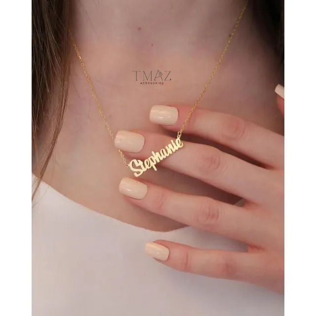 Collar De Nombre  Personalizado En Baño De Oro 18k