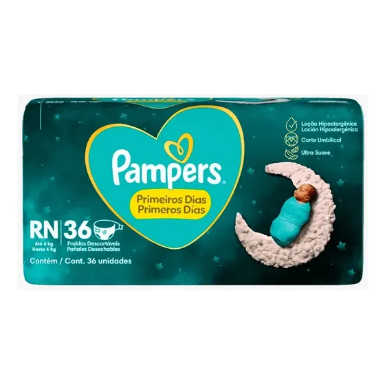 Fraldas Pampers Premium Care RN com 36 unidades