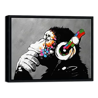 Cuadro De Mono Con Auriculares Banksy Graffiti - Arte Abstra Cuadro De Mono Con Auriculares Banksy Graffiti - Arte Abstra