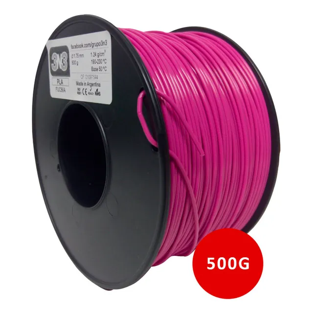 Filamento 3D 3n3 PLA de 1.75mm y 500g fucsia