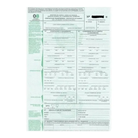 Formulario 08 Auto Transferencia Automotor Envio Hoy
