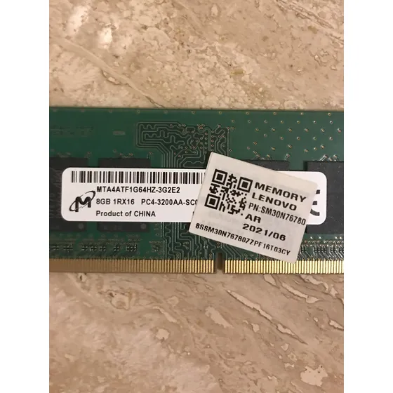 Memoria Ram Laptop 8gb 1rx16 Pc4 3200aa Micron Lenovo Ddr4
