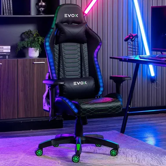 Silla Gamer Ergonómica Evox Ct7014-rgb Con Luces Rgb, Pistón Clase 3, Negro | Cuotas sin interés