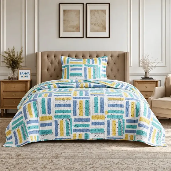 Cubrecamas 1.5 Plazas Bars Cobertor Quilt Bruselas 1 Funda Almohada Suave Acolchado Liviano Verano Invierno Textil Verano Invierno