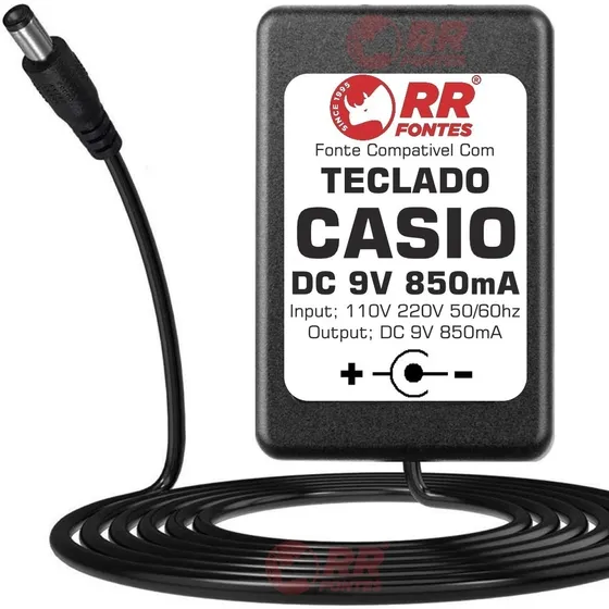 Fonte Dc 9v 850ma Para Piano Teclado Casio Ctk-501 Ctk-510