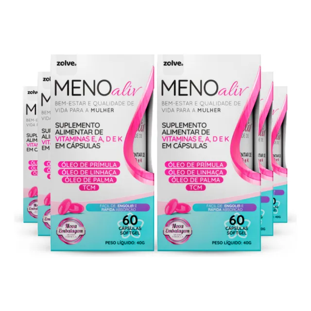 Meno Aliv® 6 Potes - Suplemento Feminino P/ Vitalidade 60un