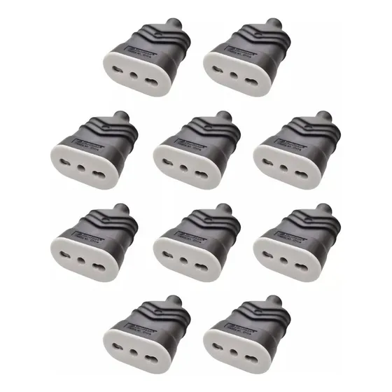 Pack De 10 Enchufes Hembra Negro 10a Tipo Gewiss