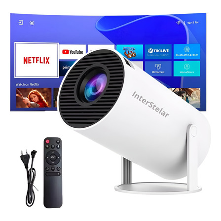 Projetor Interestelar Hy300 Mini Branco Netflix Wi-fi Projetor Interestelar Hy300 Mini Branco Netflix Wi-fi