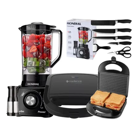 Kit Sanduicheira + Liquidificador Mondial Turbo 220v / 110v Facas