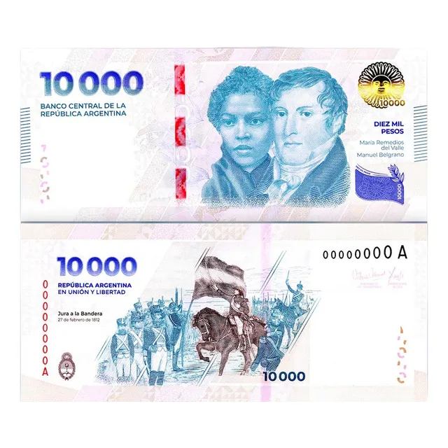 El Más Hermoso Billete Original 10000 Pesos Argentinos Genio