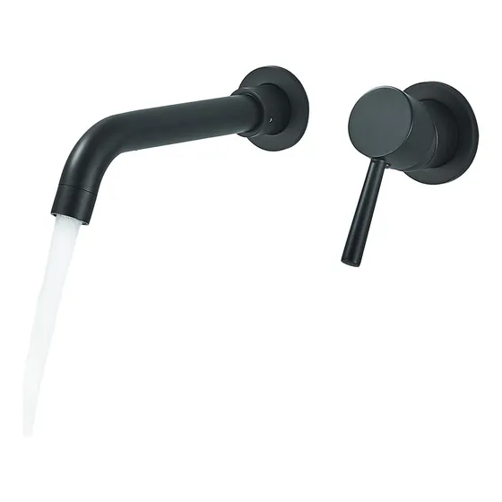 Grifo Para Lavabo De Baño Grifo Llave Montado En La Pared Acabado Mate Color Negro