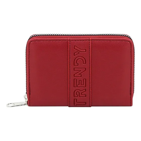 Billetera Mujer Eco Cuero Tarjetero Monedero Trendy Compacta Color Bordó Diseño De La Tela Liso
